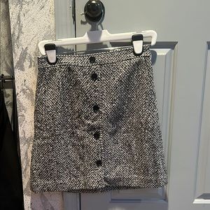 LOFT Black and White Mini A-Line Skirt